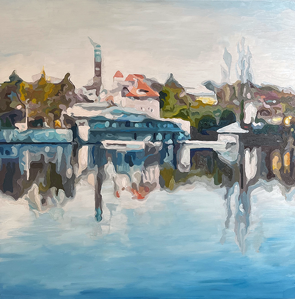 Darmstadt Woog, Öl auf Leinwand - 80 x 80 cm, William Greenwood 2025